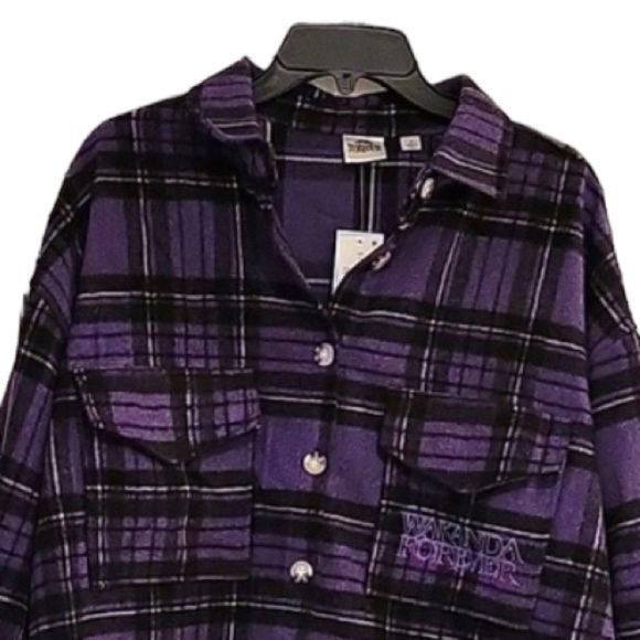 NWT Marvel Studios Black Panther Wakanda Forever Flannel Shirt sz XL - Picture 5 of 7